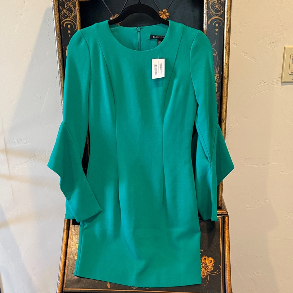 Black Halo Teal Long Sleeve Dress